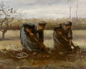 文森特 威廉 梵高 : 两个挖土豆的农妇
